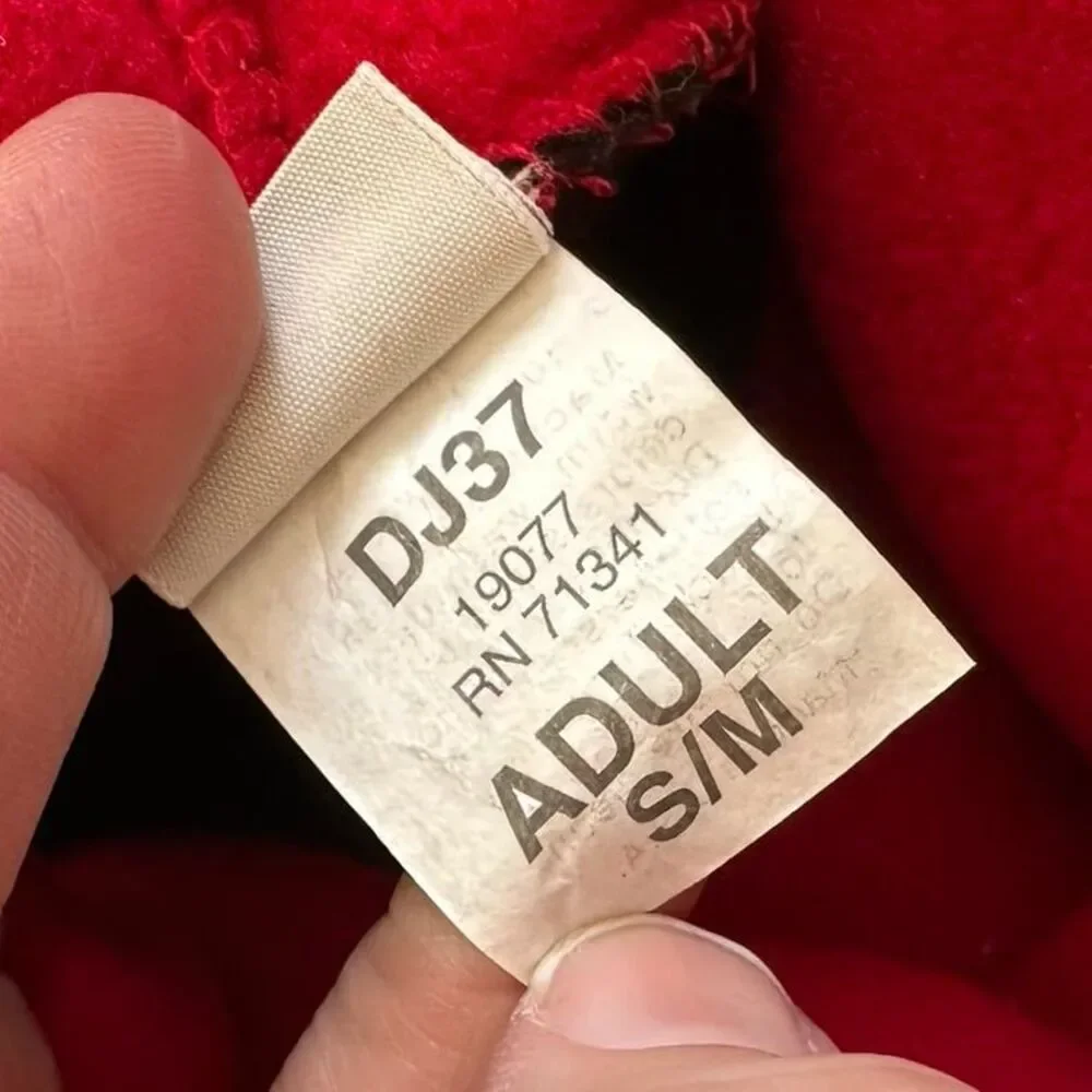 Vintage 1990s Y2K LL Bean Fleece Hat Red & Black Adult Sm/Med Made in USA - Picture 7 of 8